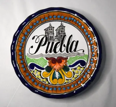 Puebla Mexican La Purisima Pottery Plate 5  Church Textured Talavera Mexico • $14