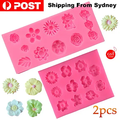 2X Silicone Flower Fondant Mold Cake Chocolate Baking Mould 3D Sugarcraft Decor • $8.85