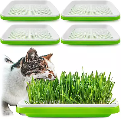 Pack 4 Seed Sprouter Tray With Drain HolesSeed Germination Tray Kit BPA Free Nu • $21.60