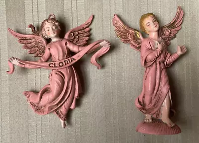 Vintage Standing & Hanging Pink Angels Nativity Pieces Hard Plastic Italy • $8.95