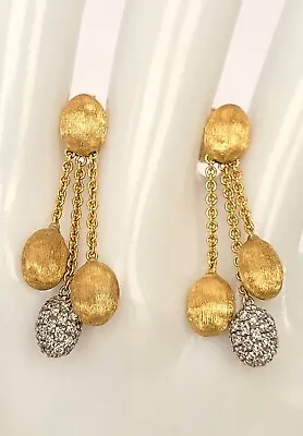 Marco Bicego Two-Tone 18K Gold Diamond Siviglia 3-Strand Drop Earrings • $2795