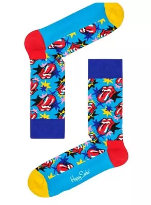 HAPPY SOCKS X Rolling Stones Men's Blue Limited Edition Stars Socks 8-12 NWT • $9