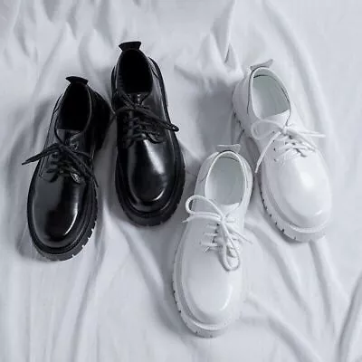 2023 Men's Platform Pu Casual Shoes Black Lace Up Formal Shoes Flat Shoes • $87.46