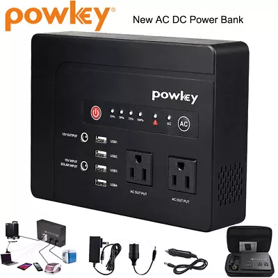 Powkey Portable Power Station 200W AC DC 146Wh Lithium Battery Solar Generator • $99.99