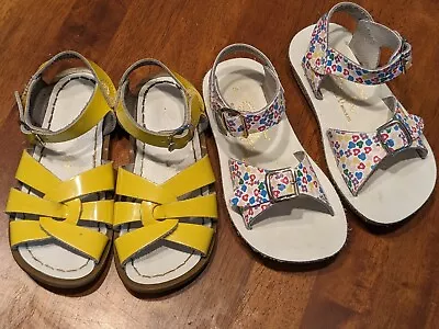 Salt Water Sandals - Toddler 8 - Genuine Leather Sun Sans Yellow & Floral • $44.99