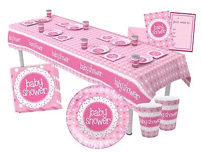 Pink Baby Shower Girl Party Tableware Decorations - Napkin Plates Cups Banner • £2.67