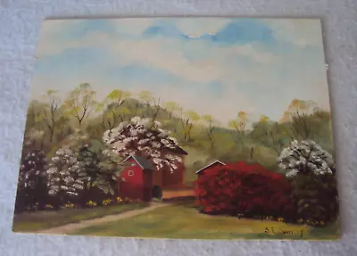 1962 Sara E Swartley Bucks County Oil  12 X 16 Spring Landscape Sellersville PA • $39.99