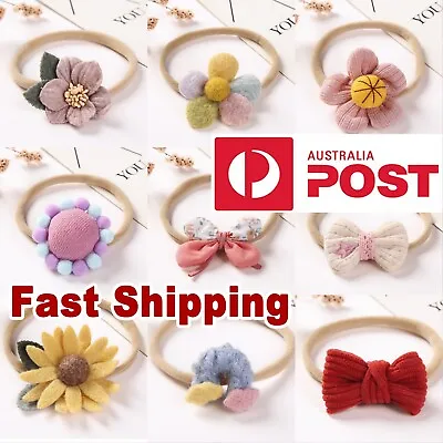 $5.90 • Buy 10 Styles! Baby Nylon Soft Bow Head Wrap Floral Top Knot Baby Headband Accessory