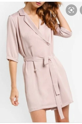 £9.99 • Buy Topshop Petite Dusty Nude Pink Satin Blazer Duster Jacket Long Kimono Summer 10