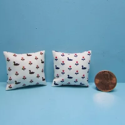 Dollhouse Miniature Fabric Throw Pillow Couch Or Bed Ducks & Flowers • $2.24