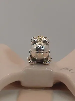 Authentic Pandora Sterling Silver/14K Gold FROG PRINCE Charm #799342C00 • £47.23