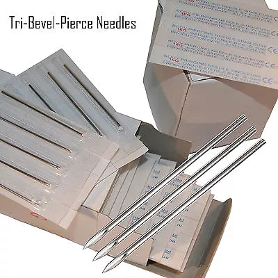 $9.99 • Buy 50 Body Piercing Gauge Tri Beveled Piercing Needles