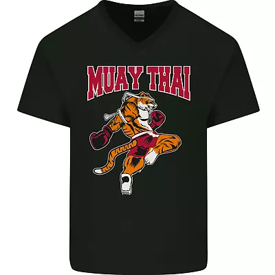 Muay Thai Tiger MMA Mixed Martial Arts Mens V-Neck Cotton T-Shirt • £8.99