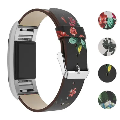$36.18 • Buy StrapsCo Leather Watch Band Strap With Peony Floral Pattern For Fitbit Charge 2