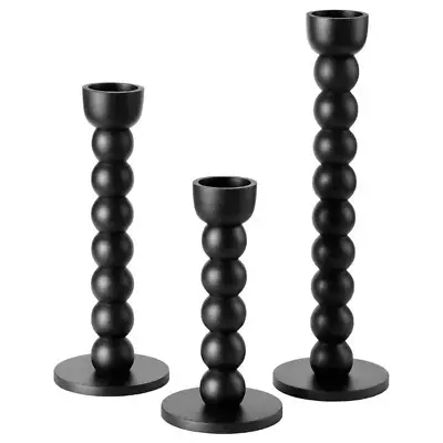 Set 3 Ikea BESTIGA Candlestick Candle Holders Metal Matte Black 605.046.77 • $59.95