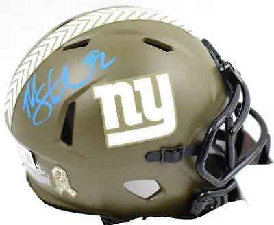 Michael Strahan Signed Giants Salute To Service Speed Mini Helmet-Beckett W Holo • $189