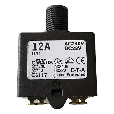 Circuit Breaker ETA 1658 12A DC AC Push Thermal Overcurrent P 13 Terminals • $6.95