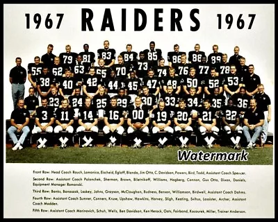 1967 AFL NFL Oakland Raiders Color Team Picture With Names 8 X 10 Photo Picture • $5.99