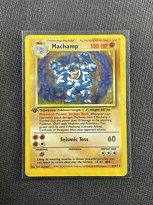 Pokemon Card Machamp Holo Unlimited Base Set WotC 1999 Ultra Rare 8/102 • $0.99