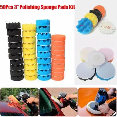 50Pcs 3  Polishing Waxing Buffing Pad Kit Sponge Foam For Car Polisher Machine • $17.79