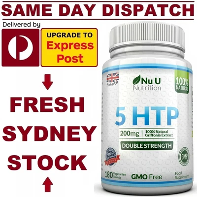 $59.95 • Buy 5 HTP 200mg 180 Tablets DOUBLE STRENGTH MEGA VALUE PREMIUM GRADE Nu U Nutrition!