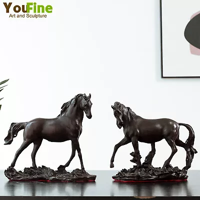 Vintage Black Bronze Walking Horse Statue Casting Horse Sculpture Home Art Decor • $239.40