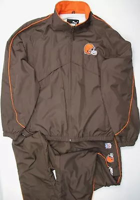 Vtg PUMA Cleveland Browns Football Track Suit Windbreaker Jacket & Pants Mens L • $59