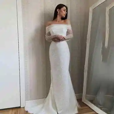 Strapless Glitter Elegant Mermaid Wedding Dresses  Glitter Sleeve Wedding Dresse • $167.90