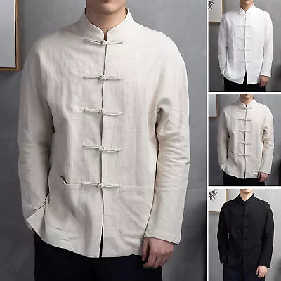 Men Autumn Chinese Style Shirt Top Mandarin Collar Shirt Tang Tops Uniform  • £14.41