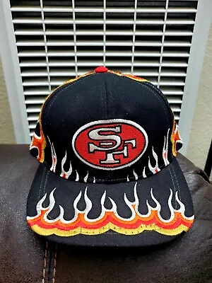 Vintage 90s  San Francisco 49ers FLAME Wool Made In Korea Snapback Hat By Waltz • $450