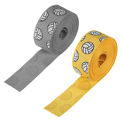 2Roll 7/8 ×5Yard Volleyball Grosgrain Craft Ribbon Burlap Ribbon Grey Yellow • $9.11
