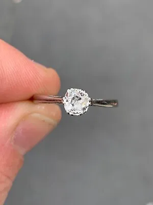 18ct Gold Platinum Diamond 65 Point Old Mine Cut Solitaire Ring Victorian 1900 • $179.34