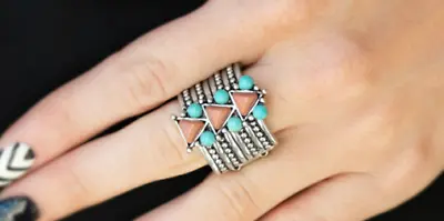$5 • Buy Paparazzi Ring - Point Me To Phoenix - Brown  (Turquoise & Brown)