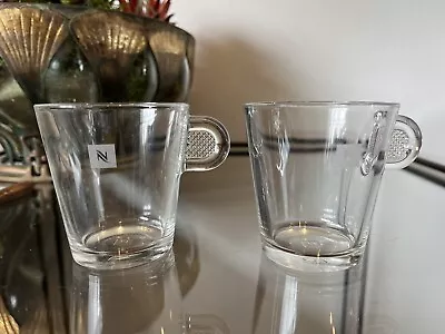 Vintage Collectible Nespresso Clear Glass Demitasse Espresso Coffee Cup Set Of 2 • $14.99