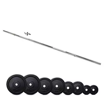 7ft Barbell + 75kg Standard Weight Plates Set • $454.99