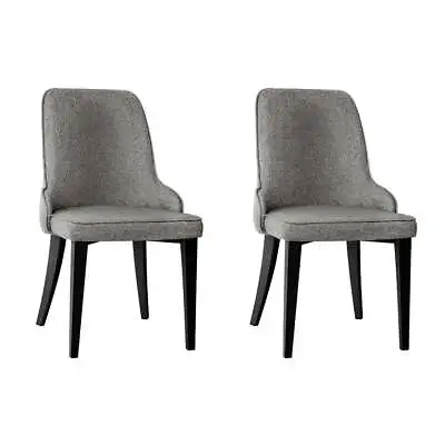 $137.97 • Buy Artiss 2x Dining Chairs Domus Linen Fabric Chair Retro Vintage Steel Legs Grey