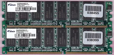 512MB 2x256MB PC-3200 DDR-400 ELIXIR M2U25664DS88B3G-5T DDR1 Ram Memory DIMM Kit • $6.90