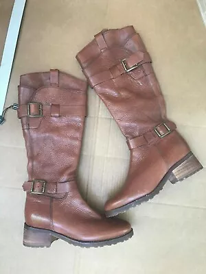 Fabianelli Womens Brown Leather Knee High Boot Style C 330- Italian Made Sz 6.5m • $145