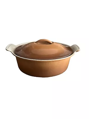 Le Creuset Brown Ombre Dish Lid Cast Iron Oval Casserole 10.5  RARE Large 22 • £29.99