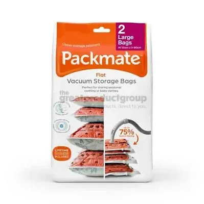 PackMate Space Saving Vacuum Storage Bags - 2 LARGE - 55x80cm • £10.99