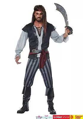 Mens Scallywag High Seas Captain Pirate Buccaneer Jack Sparrow Costume • $68.81