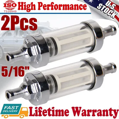 $14.99 • Buy 2 Pack Gas Fuel Filter ​Clearview Glass Inline Outlet 5/16 Inch ​Chrome Plated
