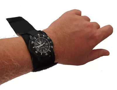 Military Watchband Black Strap Covered Watch Protective Band Durable Nylon Black • $15.98