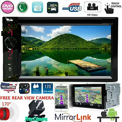 Car Stereo Bluetooth Radio 2 Din CD DVD Player MirrorLink For GPS Navigation+Cam • $95.39