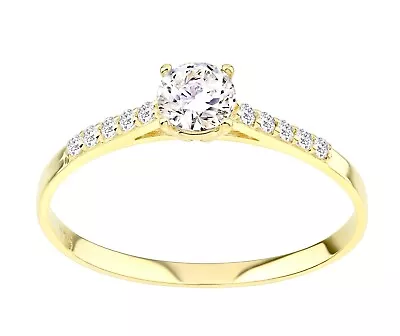 9ct Yellow Gold 0.40ct Solitaire Engagement Ring J To S - Simulated Diamond • £64.95