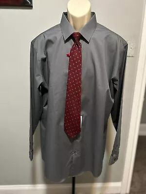 J.ferrar Gray Slim Fitted Pointy Collar Long Sleeve Dress Shirt 17.5 34/35 Nwt • $13.99