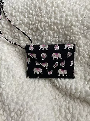 Vera Bradley Card Wristlet Carrier Luggage Tag Wallet ID Elephant Black Pink • $4.59