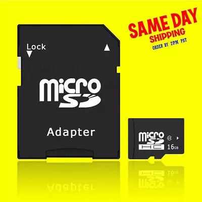 Black 16GB Micro SD TF Card SDHC Class 10 U1 Flash Memory Cards For Phone Camera • $14.84