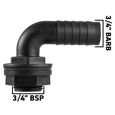 Water Butt Rain Barrel Tank Elbow Adapter 3/4  BSP - 3/4  Barbed Pipe Connector • £6.99