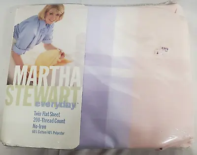 Vtg Martha Stewart Everyday Twin Flat Sheet Pastel Plaid Pink Purple • $19.99